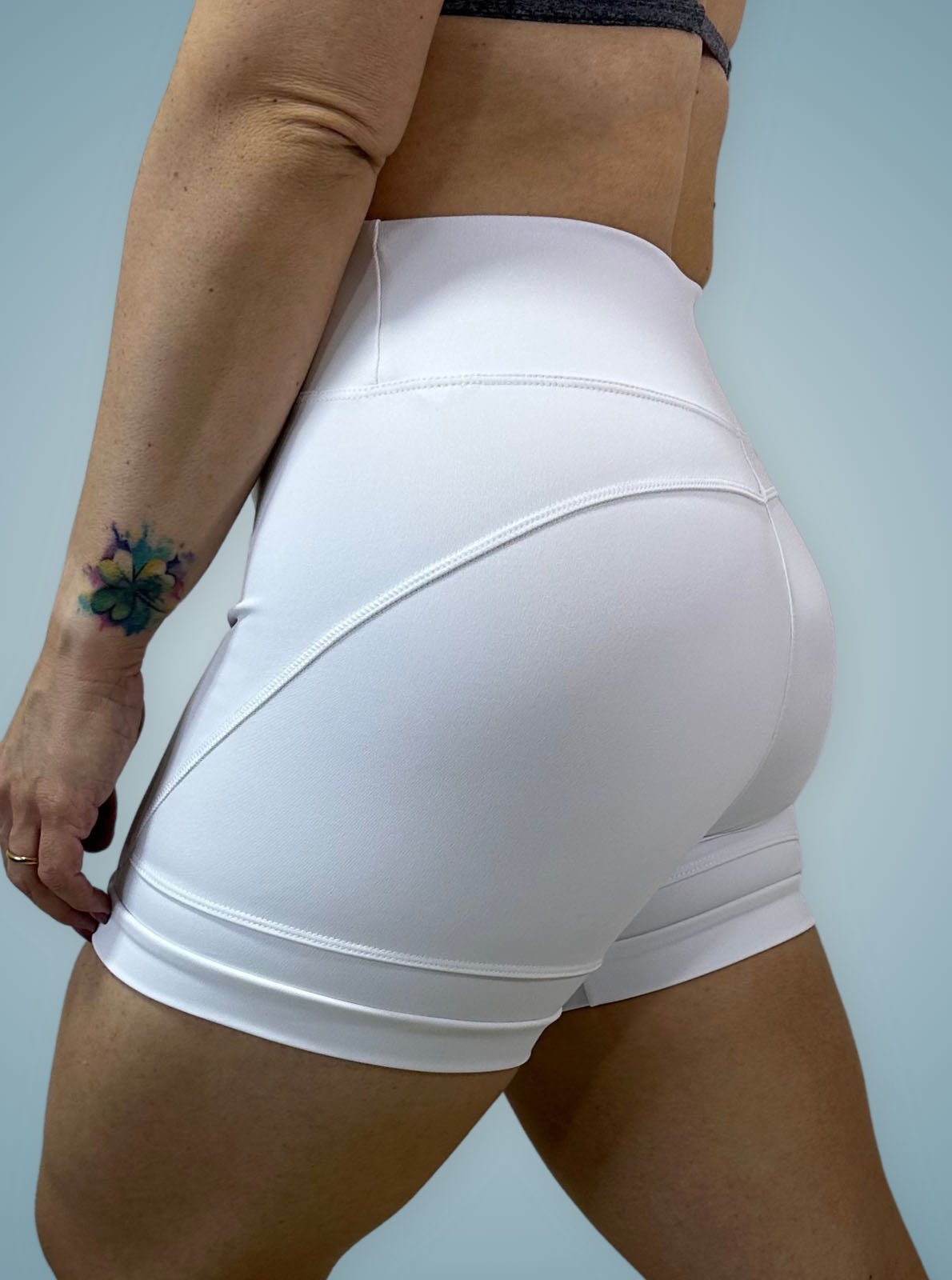 Shorts Basic Flex Branco Poliamida Zero Transparência