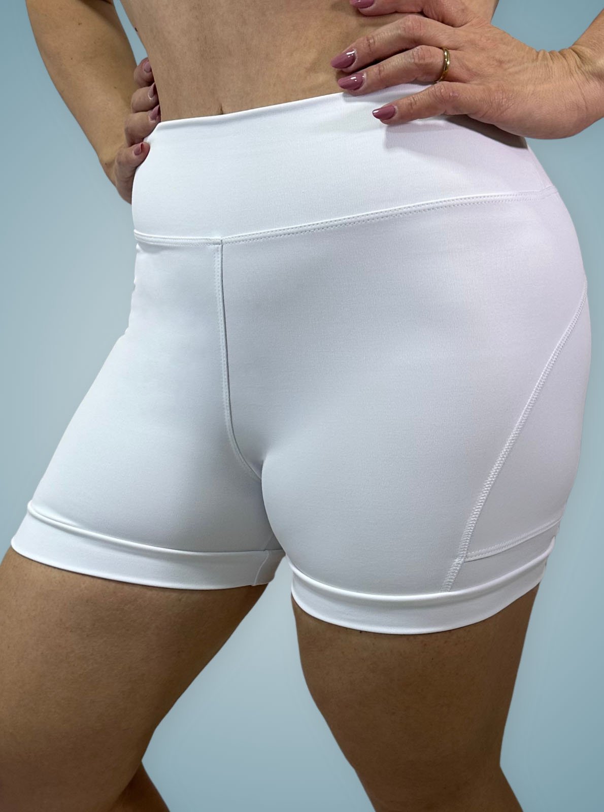 Shorts Basic Flex Branco Poliamida Zero Transparência