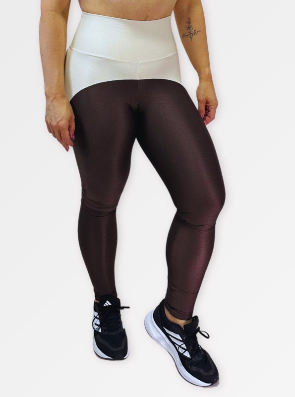 Legging Duo Color Energy Coffe Texturizado Poliamida