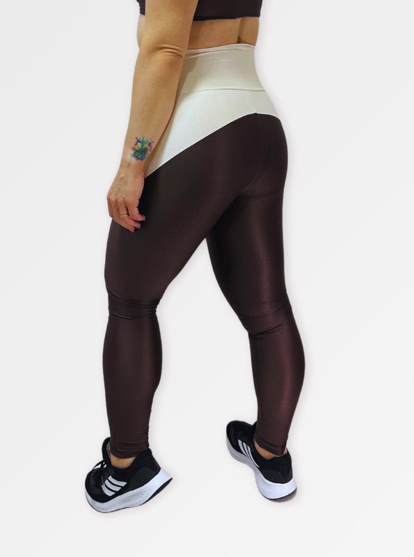 Legging Duo Color Energy Coffe Texturizado Poliamida